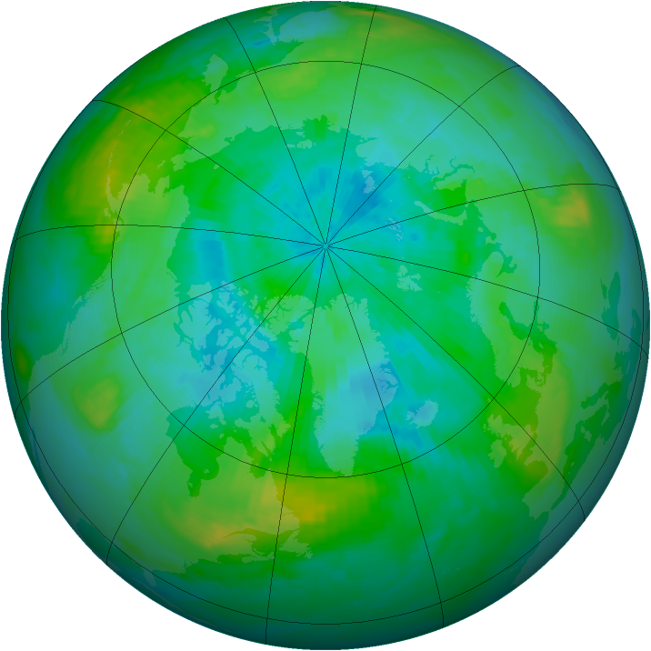 Arctic ozone map for 21 August 1988